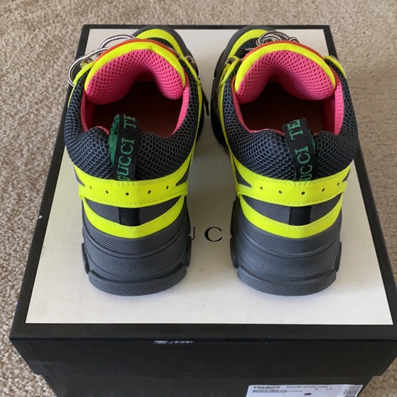 Gucci men’s Flasktrek sneakers neon yellow size 7+ - Picture 3 of 6